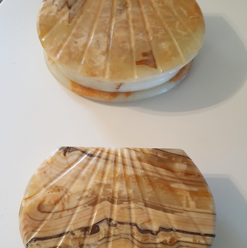 Vintage Alabaster Stone Shell Storage